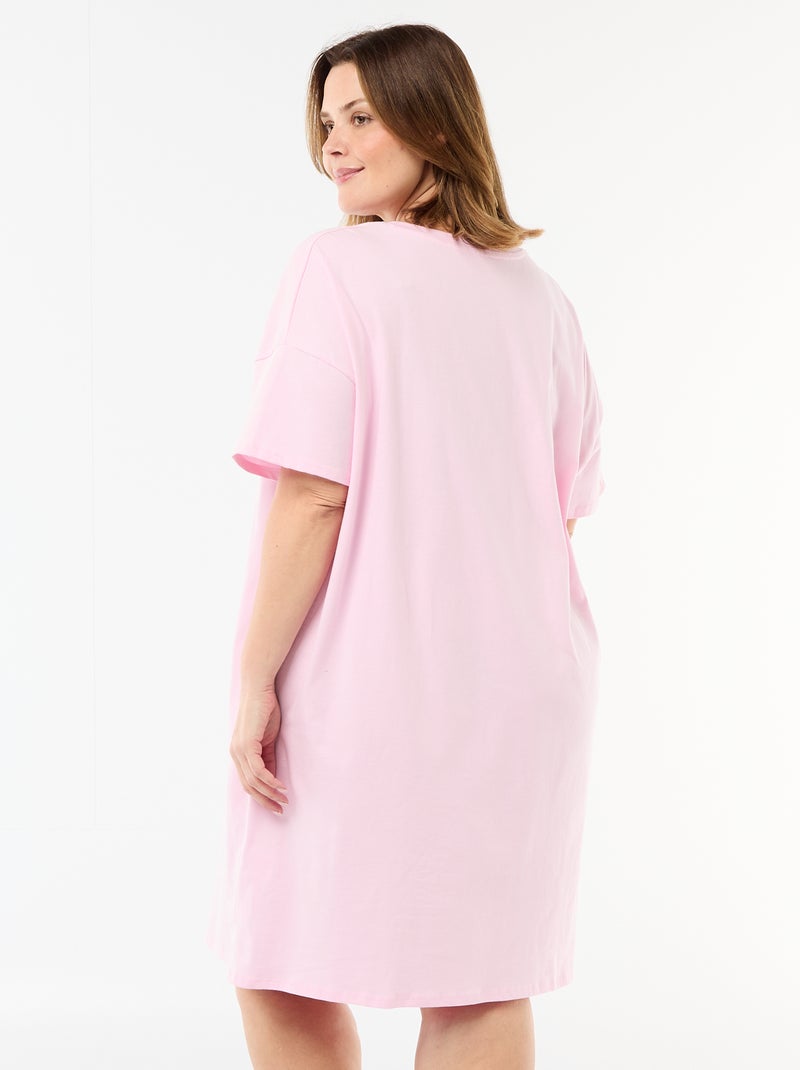 Vestido T-shirt Curto de Manga Curta Rosa - Kiabi