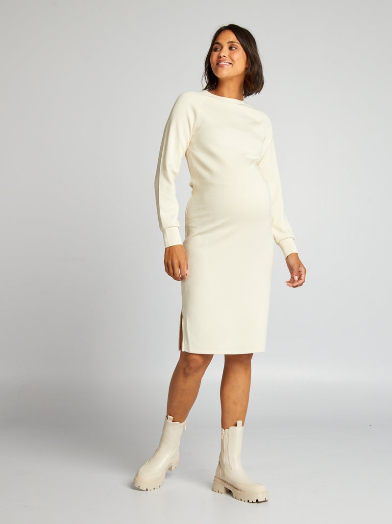 Vestido t-shirt de grávida em tecido suave bege - Kiabi