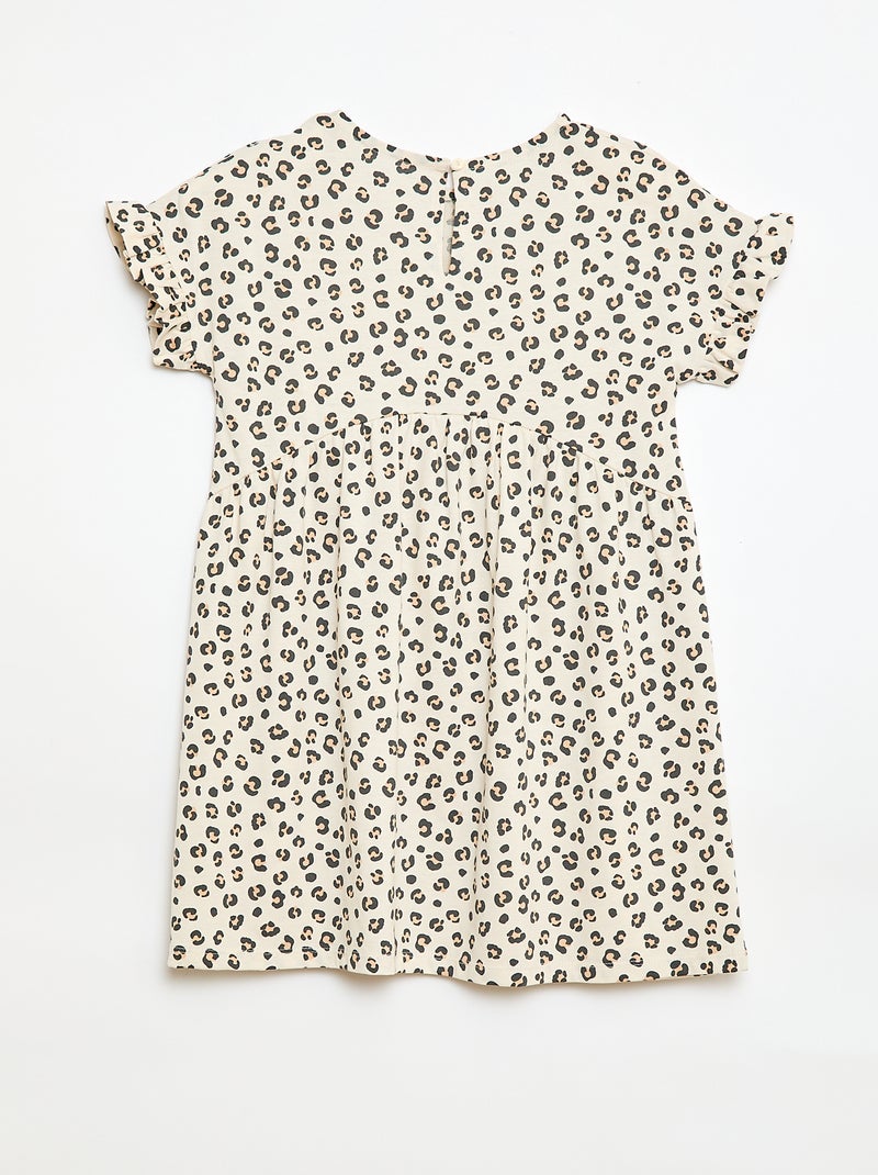 Vestido T-shirt Leopardo Bege - Kiabi