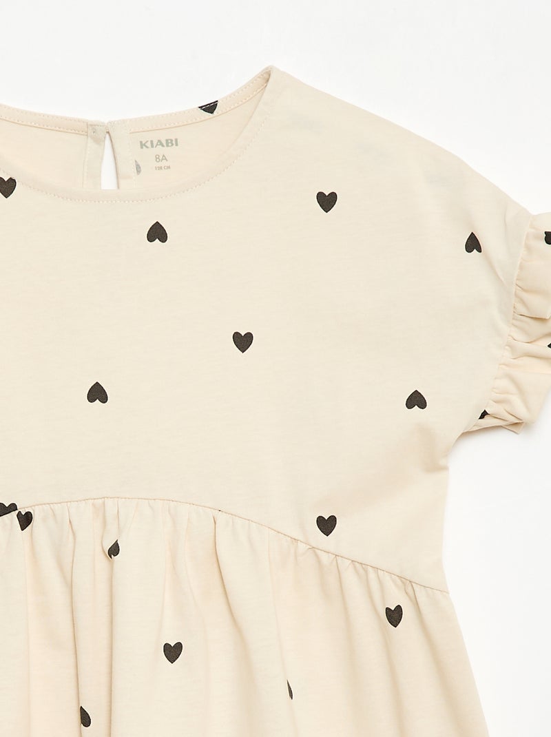 Vestido T-shirt Leopardo Bege - Kiabi