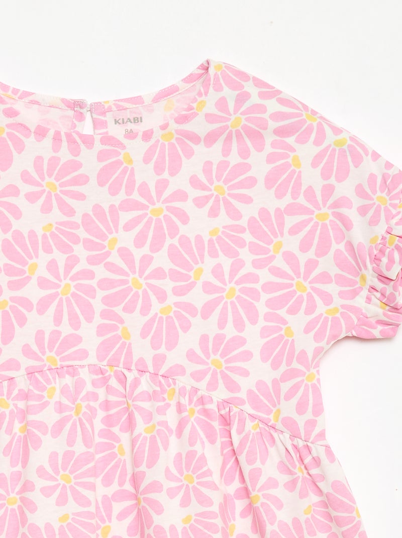 Vestido T-shirt Leopardo Rosa - Kiabi