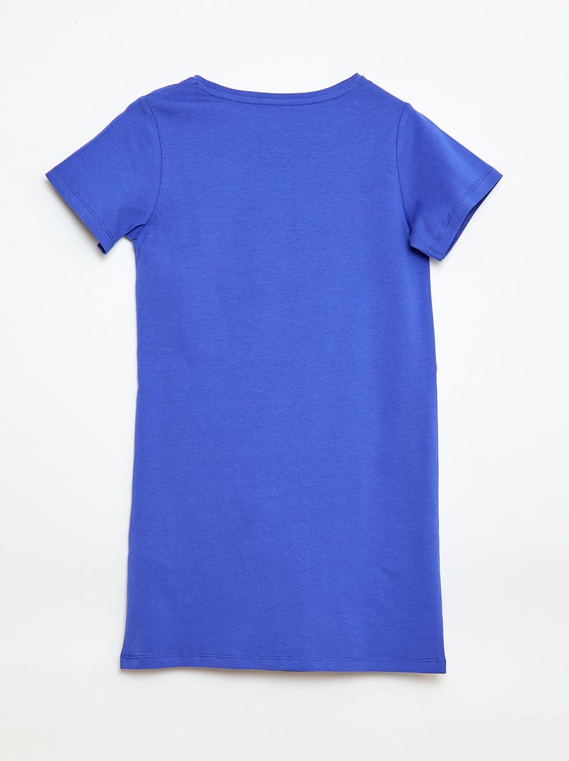 Vestido T-shirt Midi com Laço Decorativo na Frente Azul - Kiabi