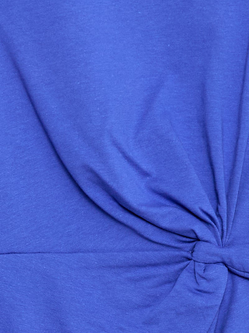 Vestido T-shirt Midi com Laço Decorativo na Frente Azul - Kiabi