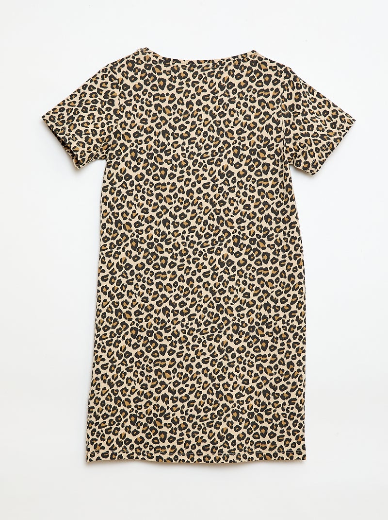Vestido T-shirt Midi com Laço Decorativo na Frente Castanho - Kiabi