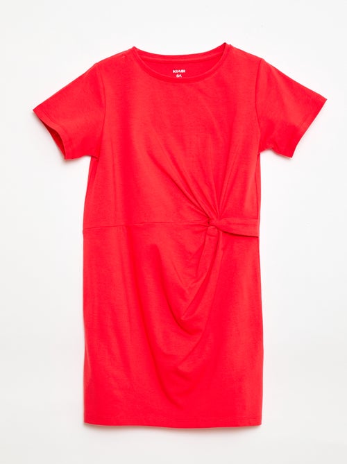 Vestido T-shirt Midi com Laço Decorativo na Frente - Kiabi