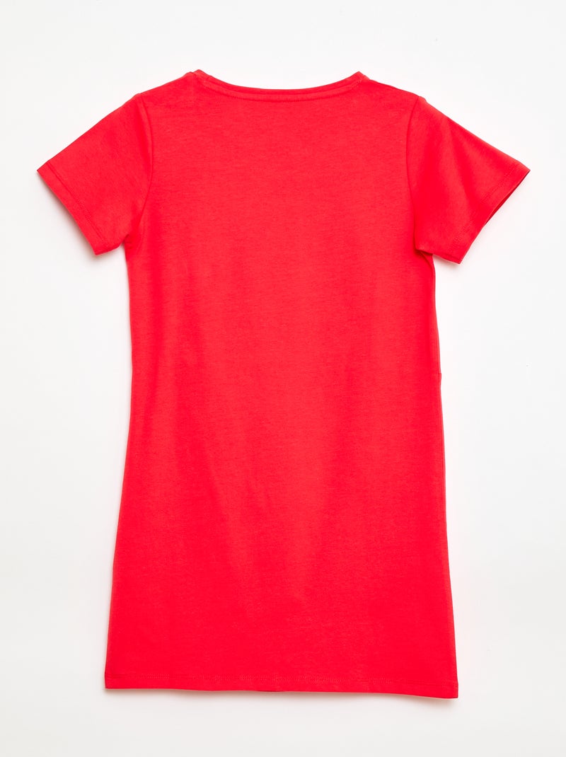 Vestido T-shirt Midi com Laço Decorativo na Frente Vermelho - Kiabi