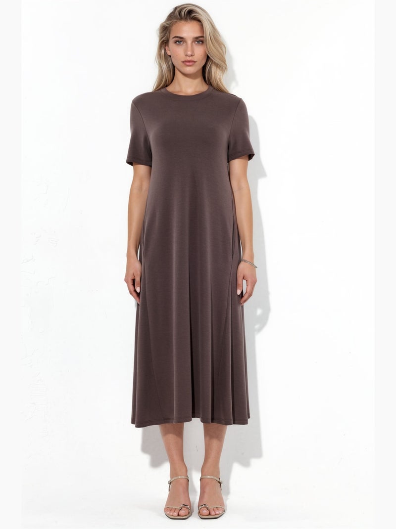 Vestido t-shirt midi direito em jersey busem Castanho - Kiabi