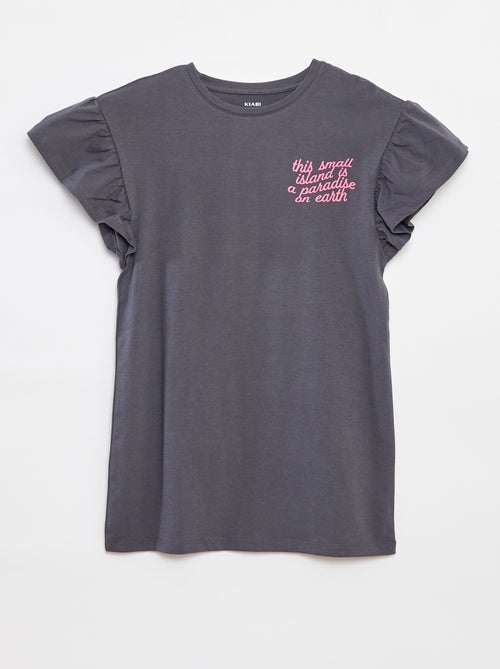 Vestido t-shirt tie and dye com mangas com folhos - Kiabi