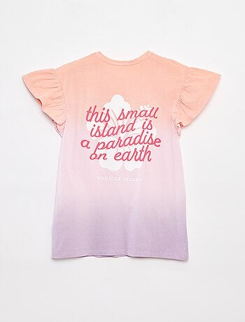 Vestido t-shirt tie and dye com mangas com folhos