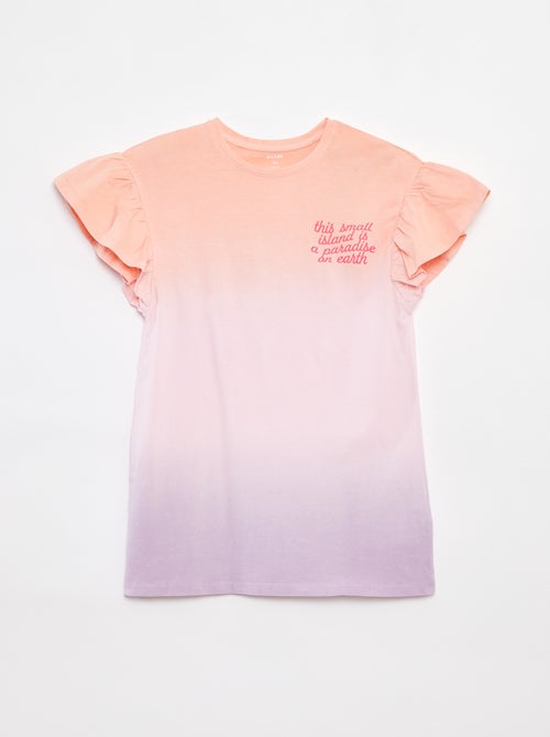 Vestido t-shirt tie and dye com mangas com folhos - Kiabi