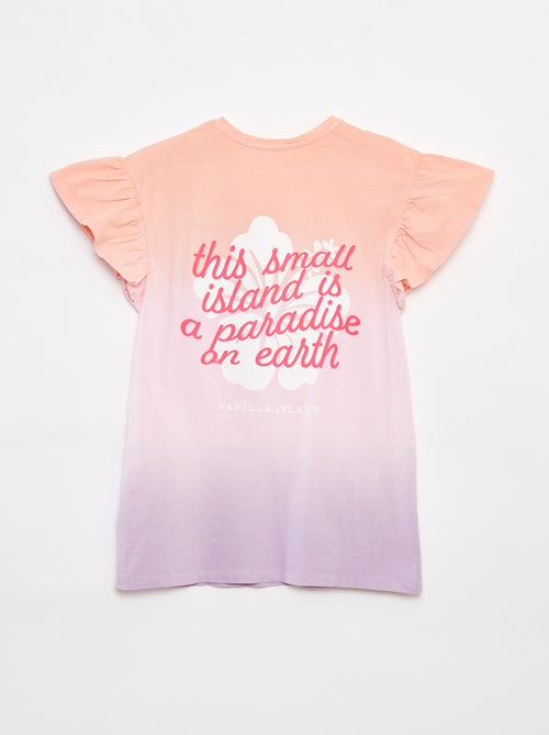 Vestido t-shirt tie and dye com mangas com folhos - Kiabi