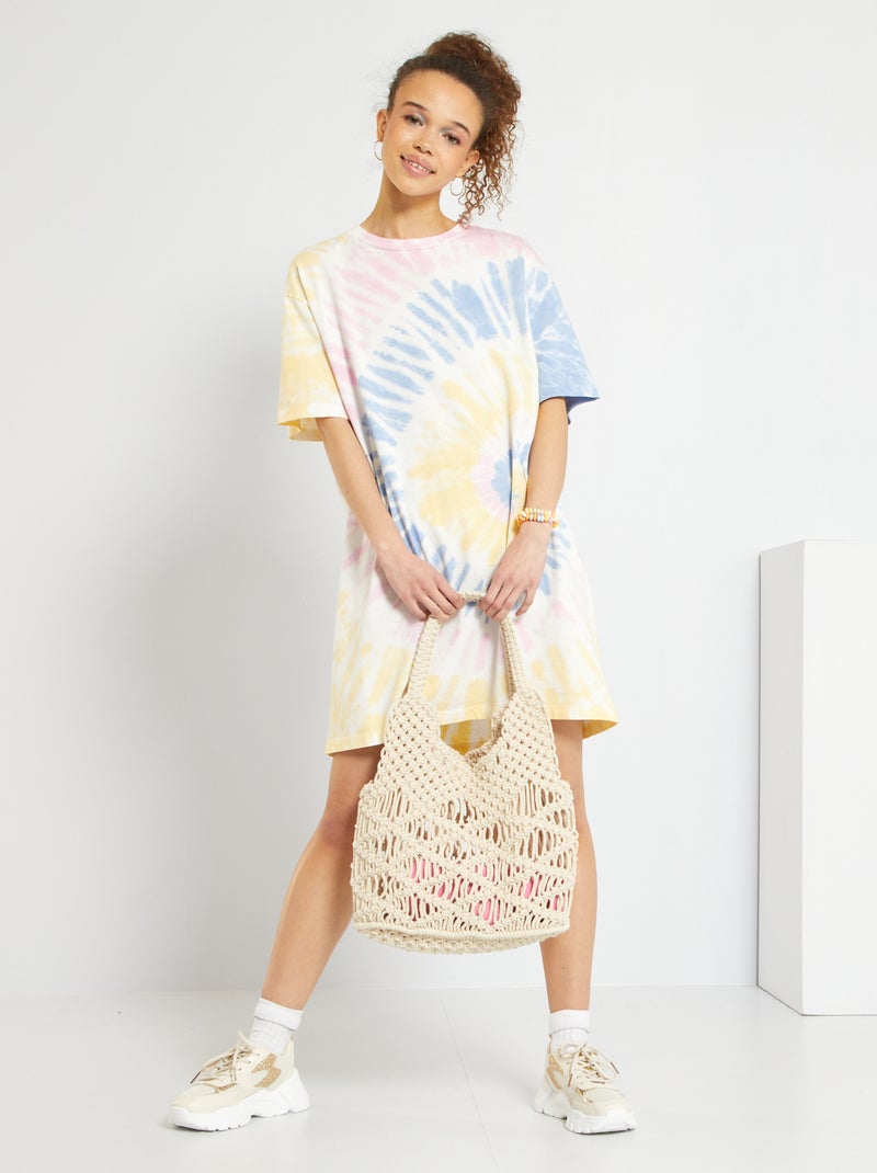 Vestido t-shirt 'tie and dye' ROSA - Kiabi