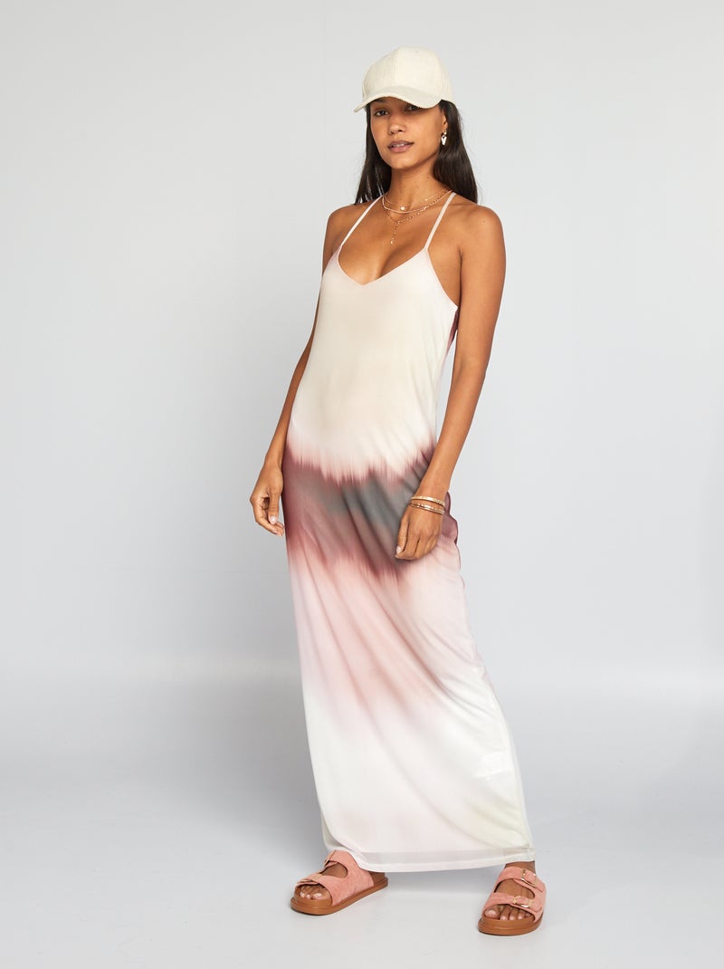 Vestido tie and dye com alças BRANCO - Kiabi