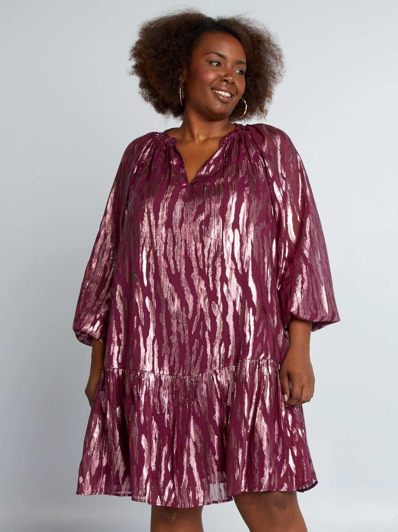 Vestido tipo balão em malha acetinada ROXO - Kiabi