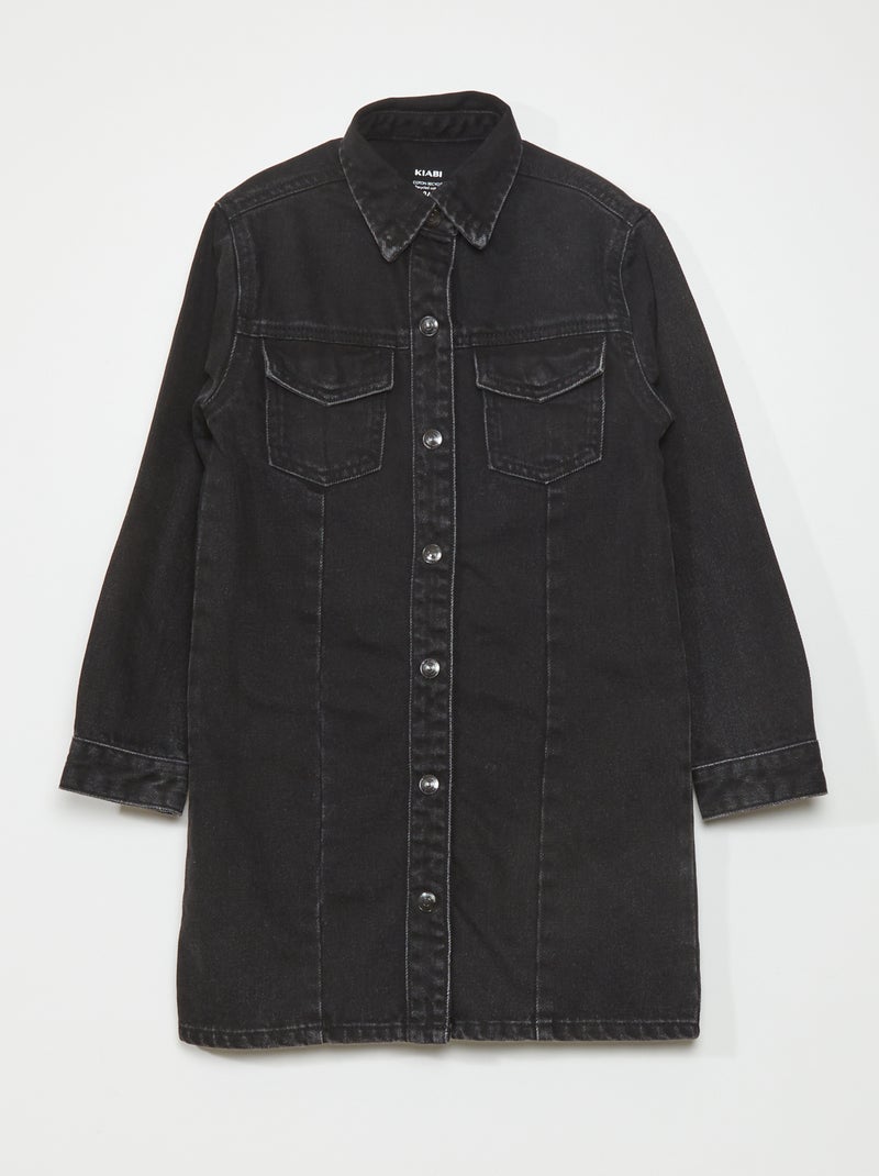 Vestido tipo casaco de ganga Preto - Kiabi