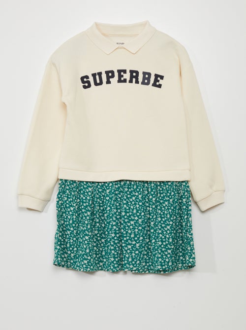 Vestido tipo sweatshirt 2 em 1 estampado - Kiabi