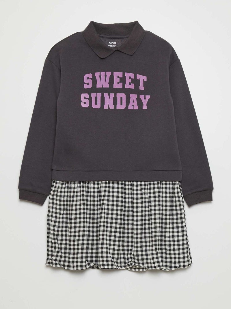 Vestido tipo sweatshirt 2 em 1 estampado CINZA - Kiabi