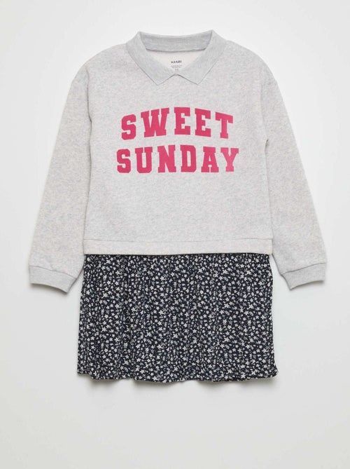 Vestido tipo sweatshirt 2 em 1 estampado - Kiabi