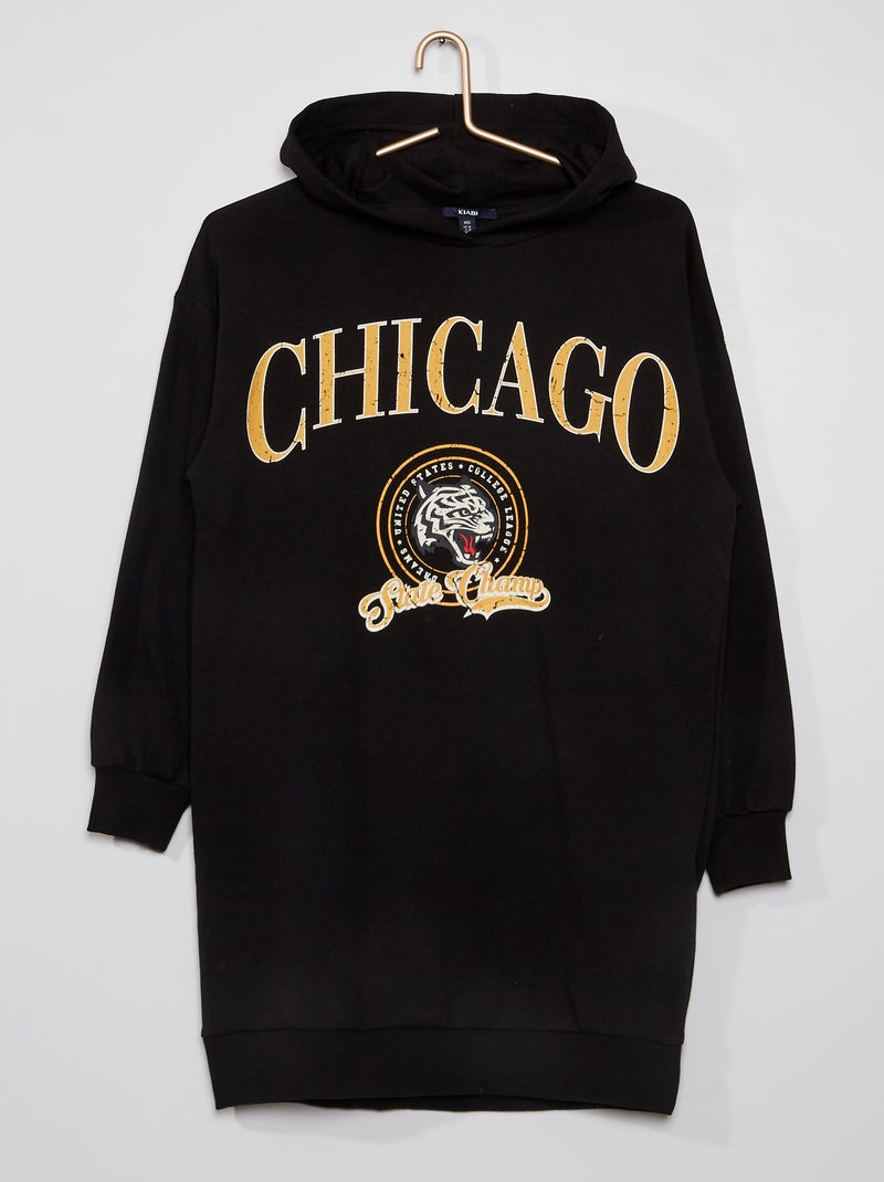 Vestido tipo sweatshirt 'chicago' com capuz Preto - Kiabi