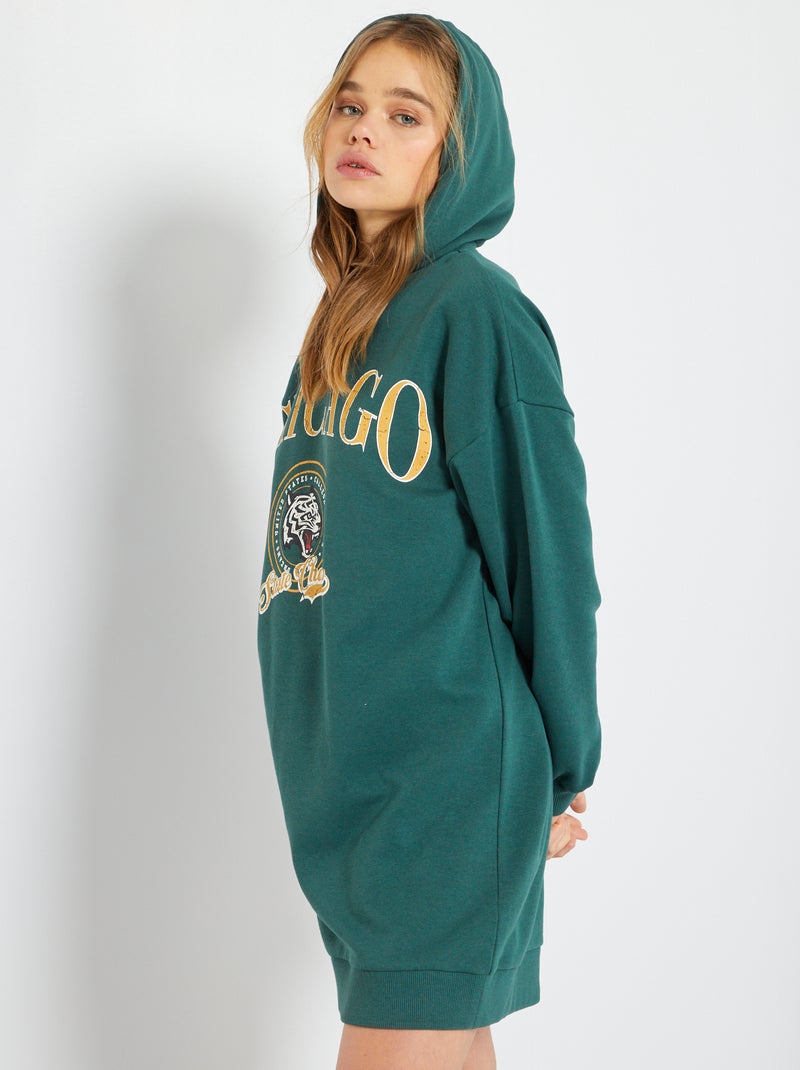 Vestido tipo sweatshirt 'chicago' com capuz VERDE - Kiabi