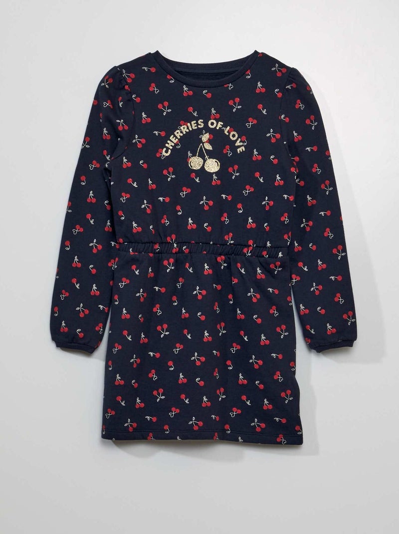 Vestido tipo sweatshirt cintado estampado AZUL - Kiabi