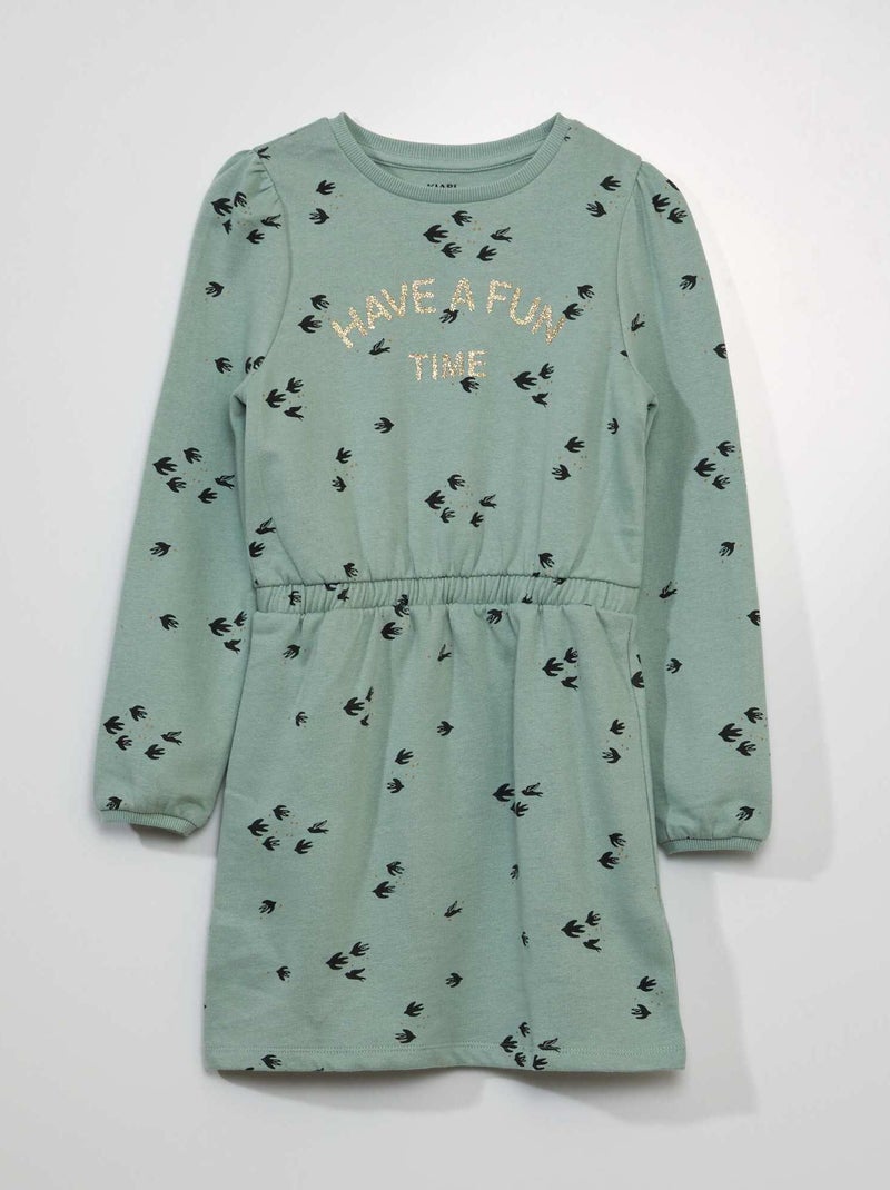 Vestido tipo sweatshirt cintado estampado AZUL - Kiabi