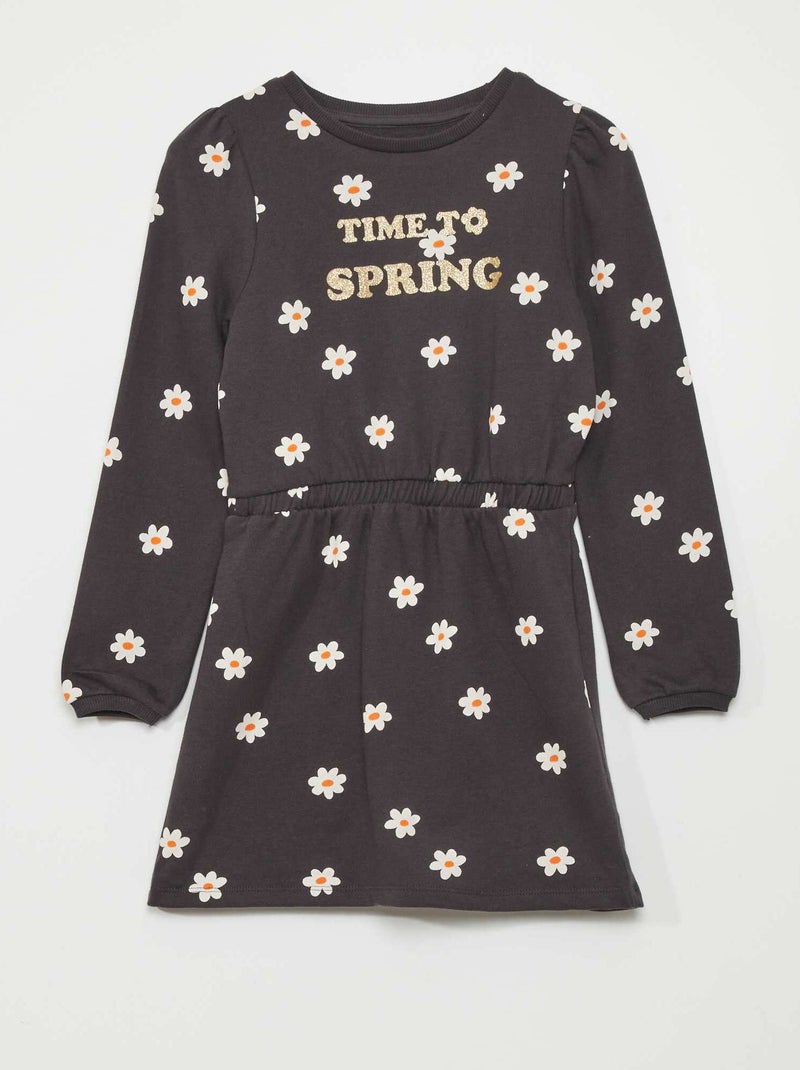 Vestido tipo sweatshirt cintado estampado AZUL - Kiabi
