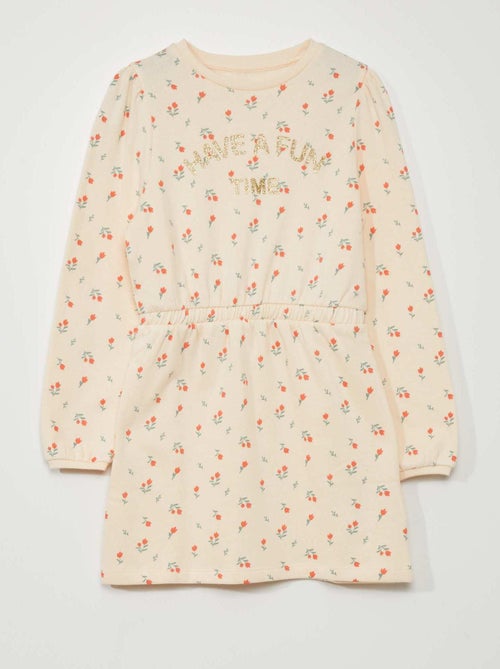 Vestido tipo sweatshirt cintado estampado - Kiabi