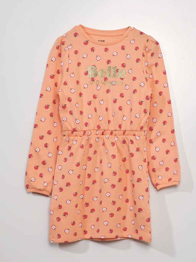 Vestido tipo sweatshirt cintado estampado LARANJA - Kiabi