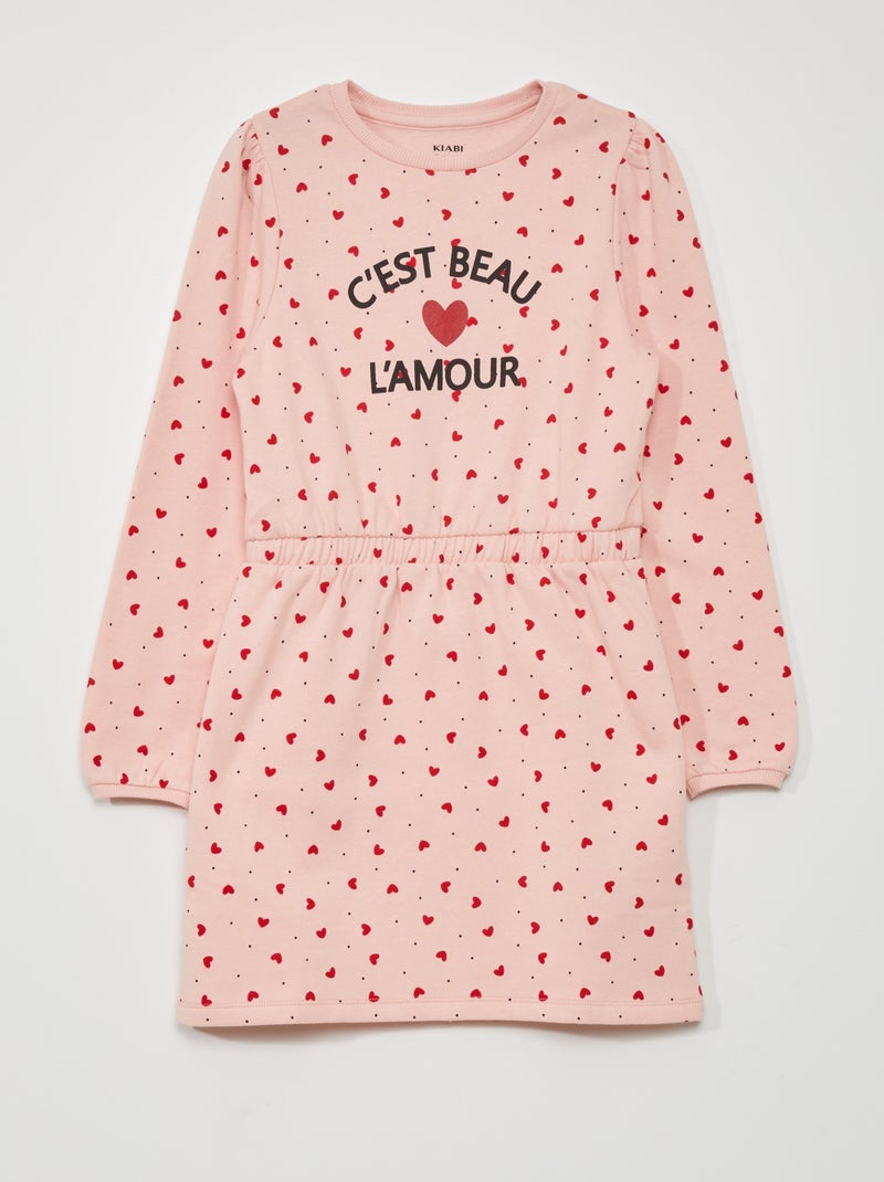 Vestido tipo sweatshirt cintado estampado ROSA - Kiabi