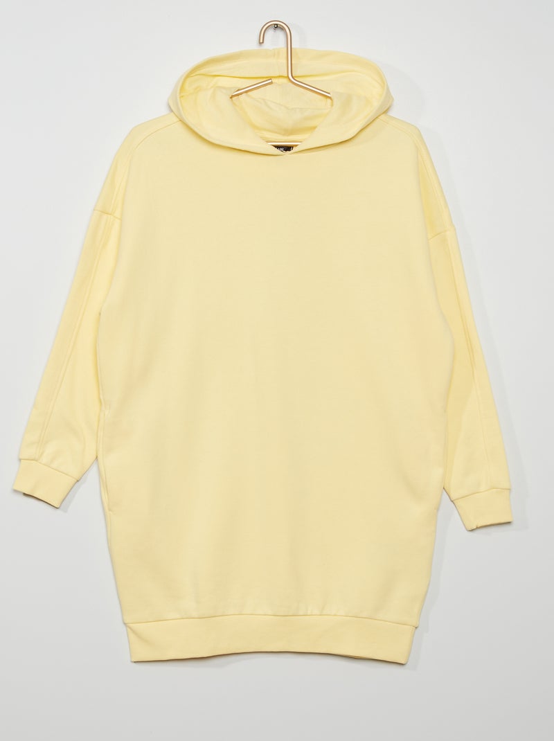 Vestido tipo sweatshirt com capuz AMARELO - Kiabi