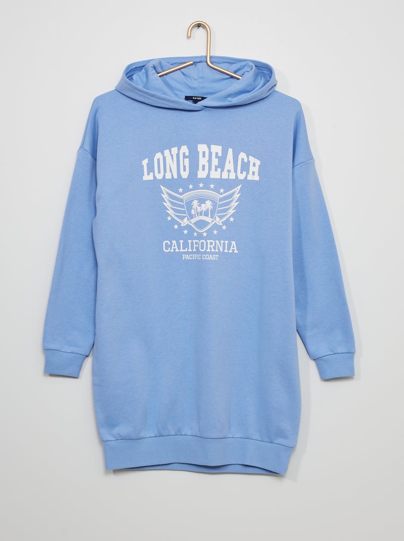Vestido tipo sweatshirt com capuz AZUL - Kiabi