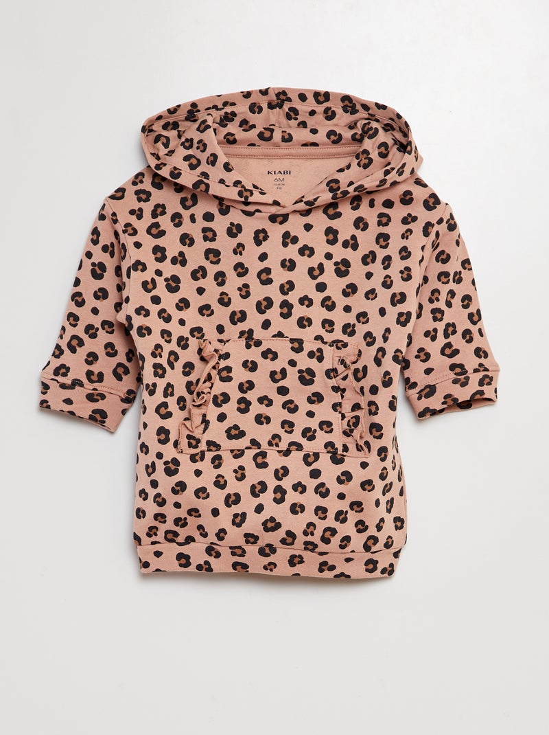 Vestido tipo sweatshirt com capuz BEGE - Kiabi