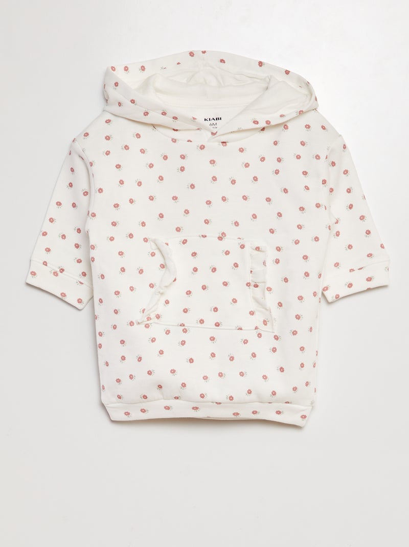 Vestido tipo sweatshirt com capuz BRANCO - Kiabi