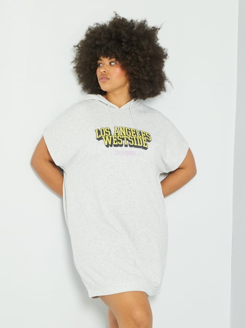 Vestido tipo sweatshirt com capuz em moletão - Kiabi