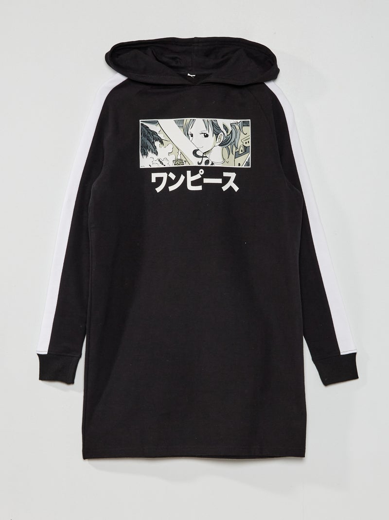 Vestido tipo sweatshirt com capuz 'Manga' Preto - Kiabi