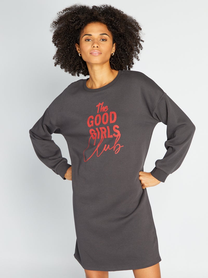 Vestido tipo sweatshirt com estampado PRETO - Kiabi