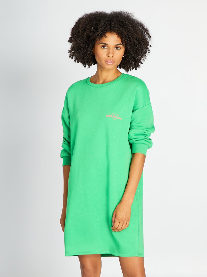 Vestido tipo sweatshirt com estampado VERDE - Kiabi