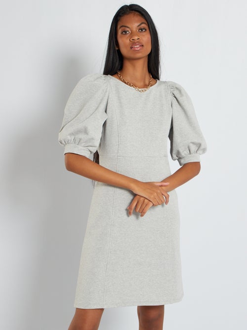 Vestido tipo sweatshirt com mangas de balão - Kiabi