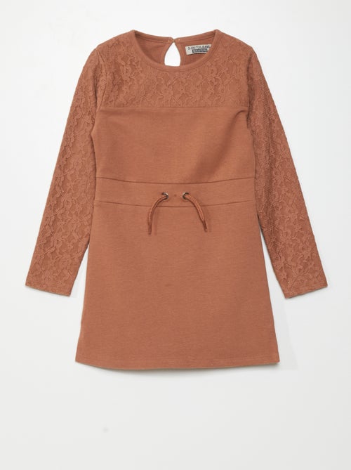 Vestido tipo sweatshirt com renda - Kiabi