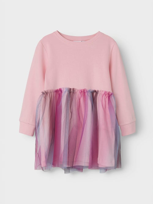 Vestido tipo sweatshirt com tule - Guppy - Kiabi