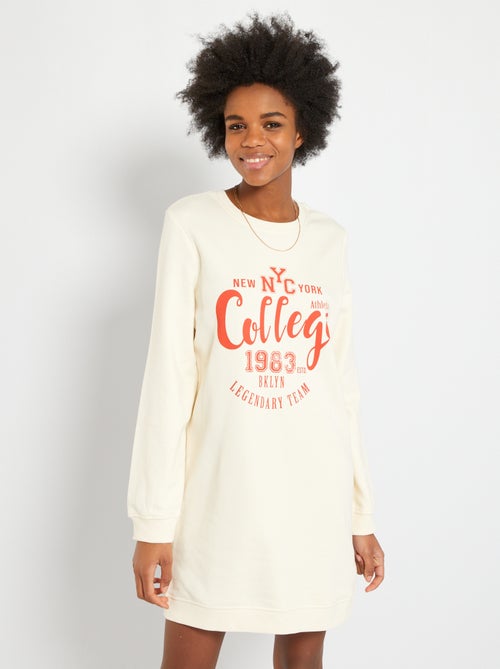 Vestido tipo sweatshirt em moletão estampado - Kiabi