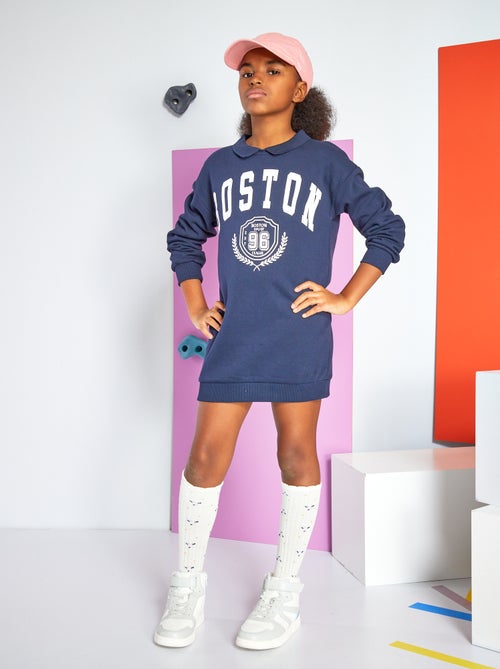 Vestido tipo sweatshirt em moletão 'New York' - Kiabi