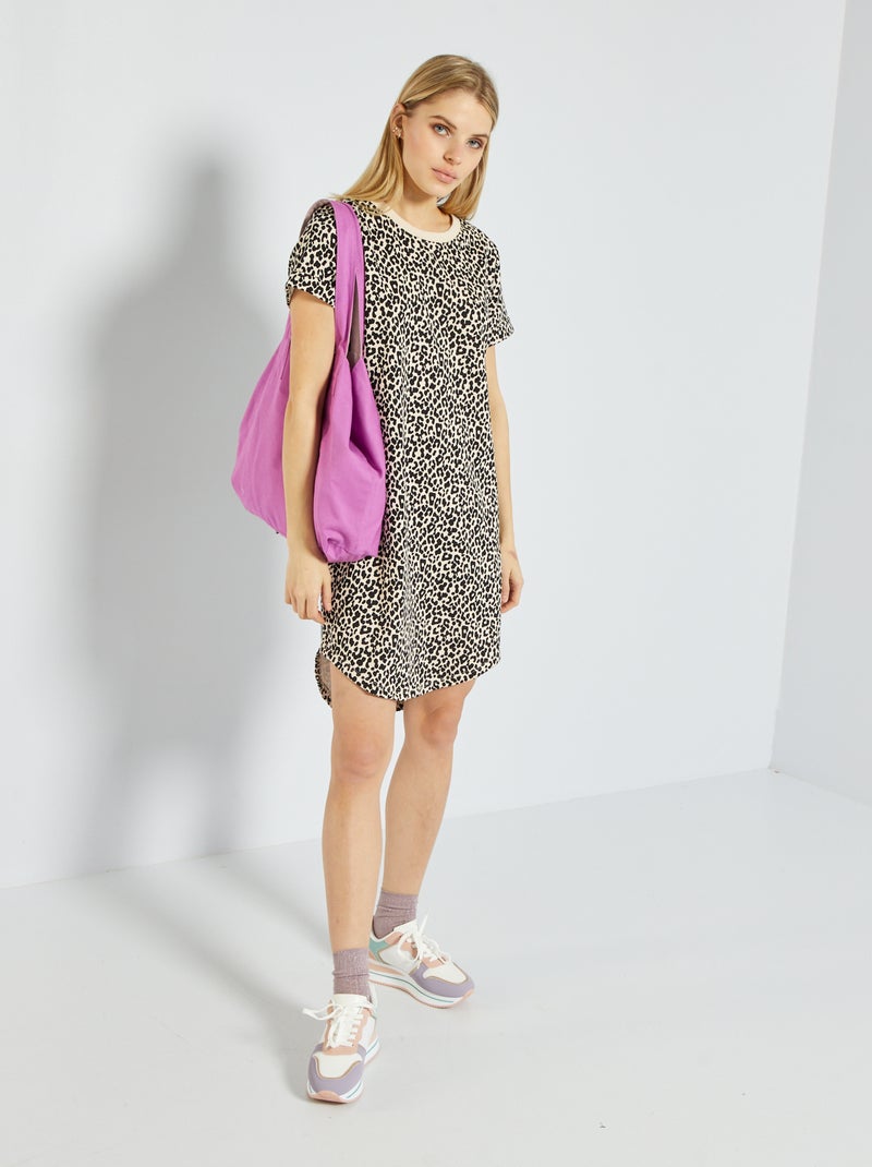 Vestido tipo sweatshirt 'JDC' com estampado BEGE - Kiabi