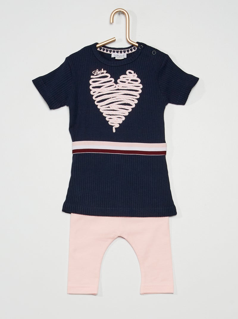 Vestido tipo sweatshirt + leggings BEGE - Kiabi