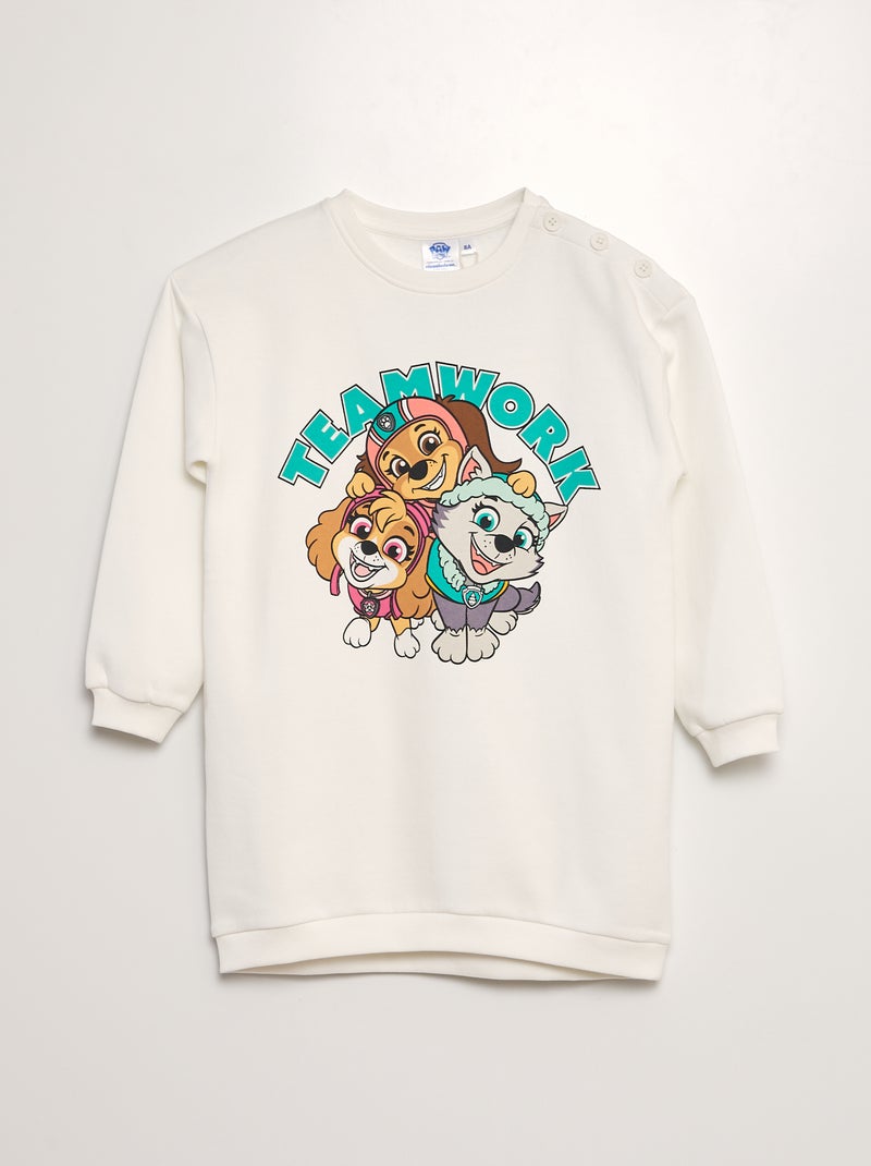 Vestido tipo sweatshirt 'Patrulha Pata' Branco - Kiabi