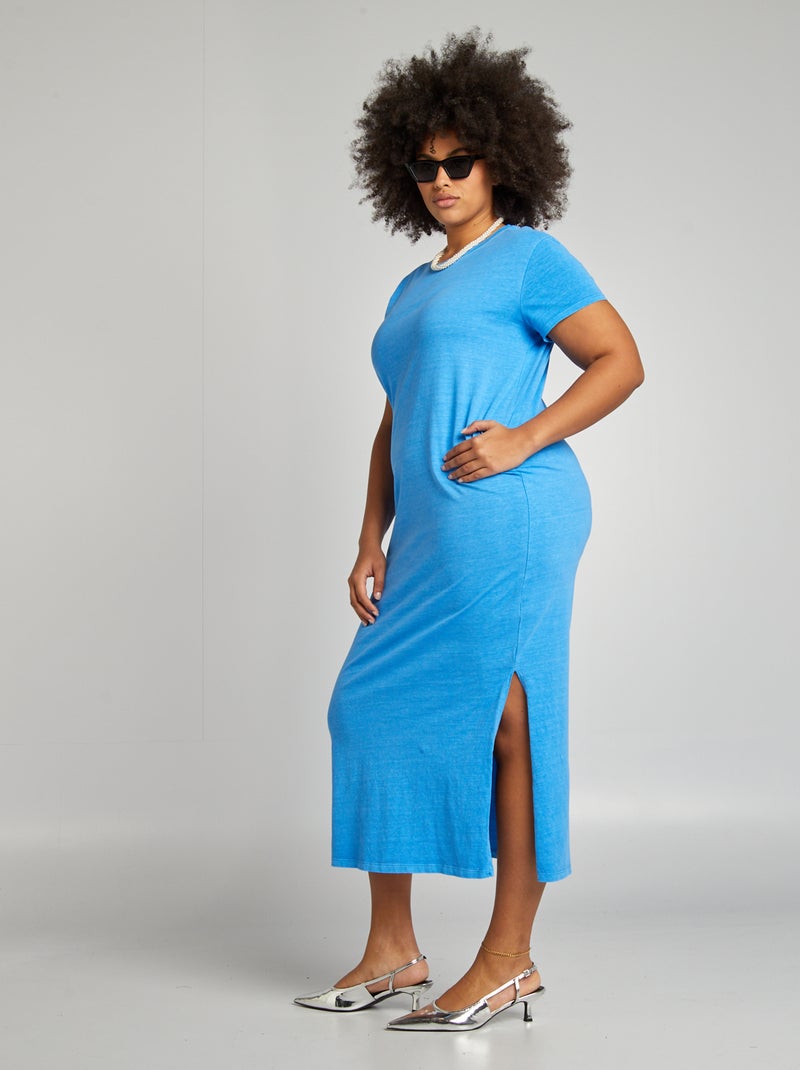 Vestido tipo t-shirt com efeito deslavado AZUL - Kiabi