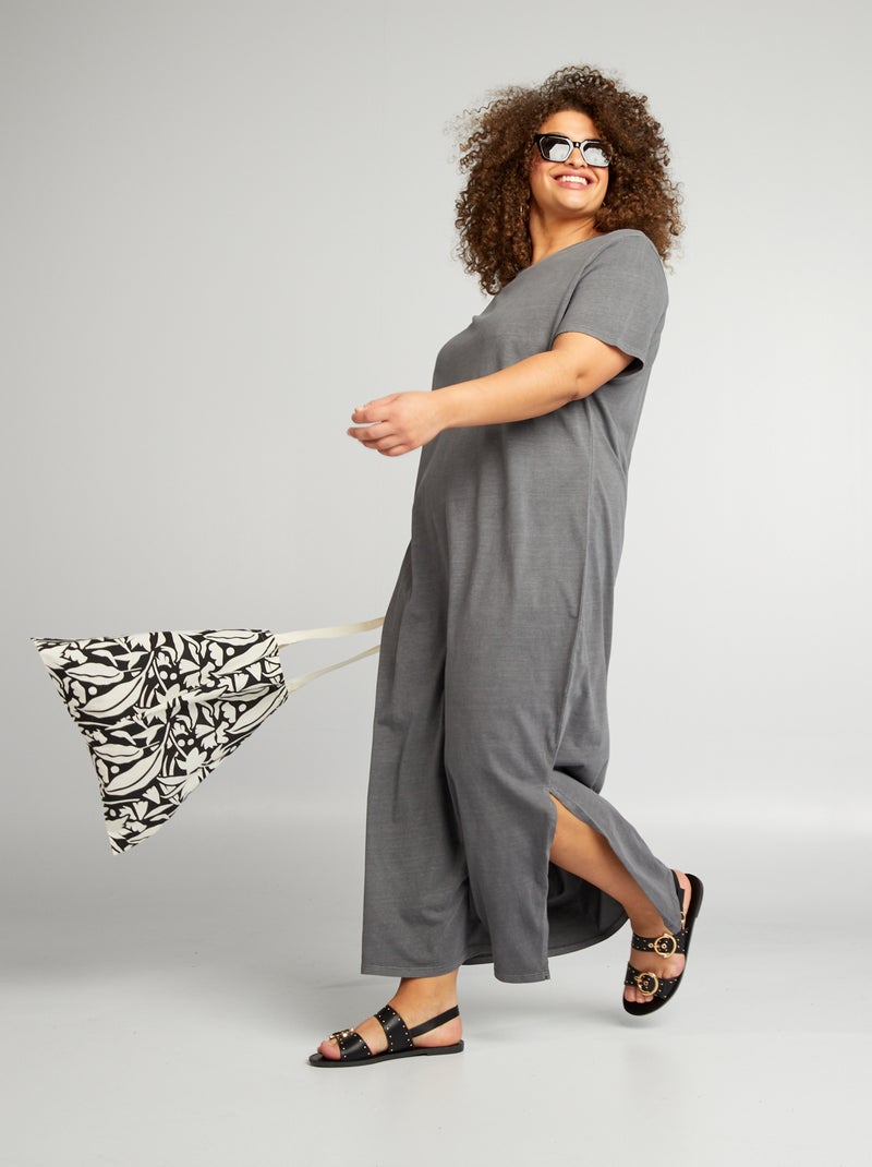 Vestido tipo t-shirt com efeito deslavado PRETO - Kiabi