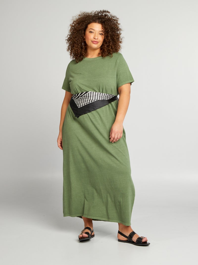 Vestido tipo t-shirt com efeito deslavado VERDE - Kiabi