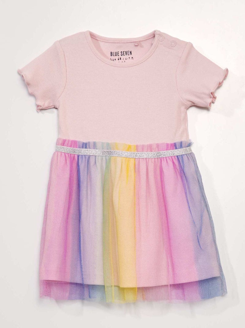Vestido tipo t-shirt com tutu ROSA - Kiabi